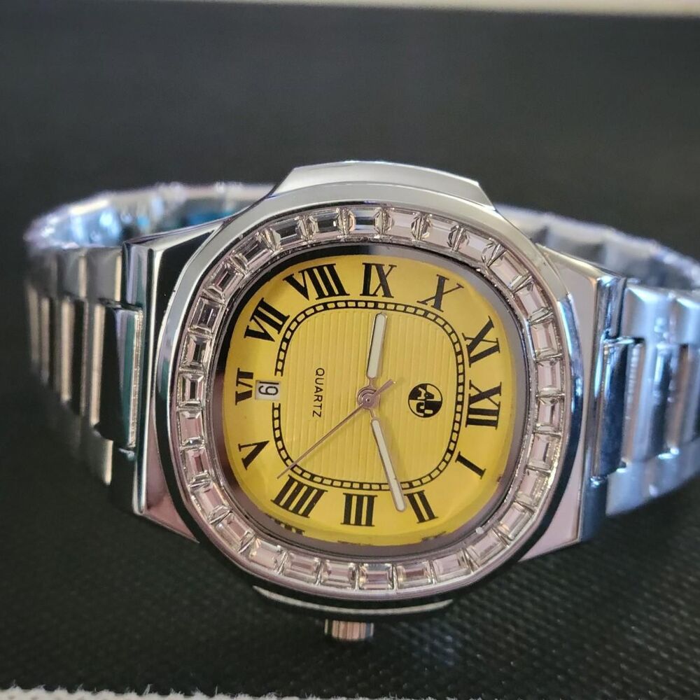 No-brand Men's Yellow and Silver Watch